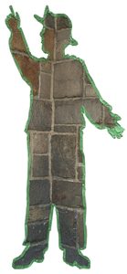 The tape figure at location 43, dedicated to Christopher Santora